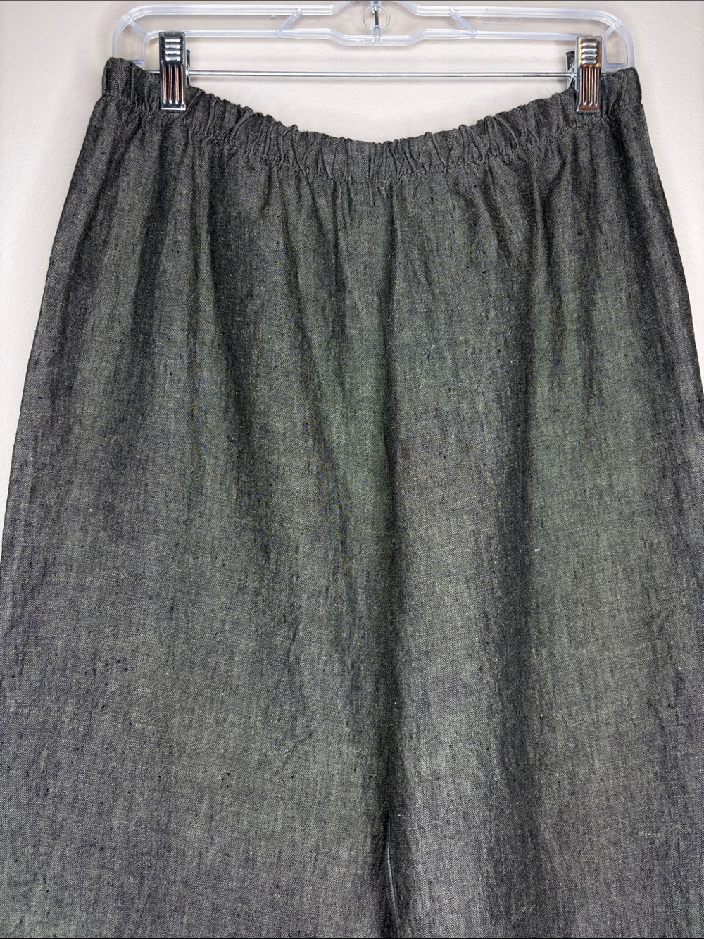 Eileen Fisher Irish Linen Pull-On Wide Leg Pants Gray MP - Picture 2 of 11